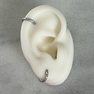 Sterling Silver Crystal Pave Small Mini Hoop Earrings 

Brand New